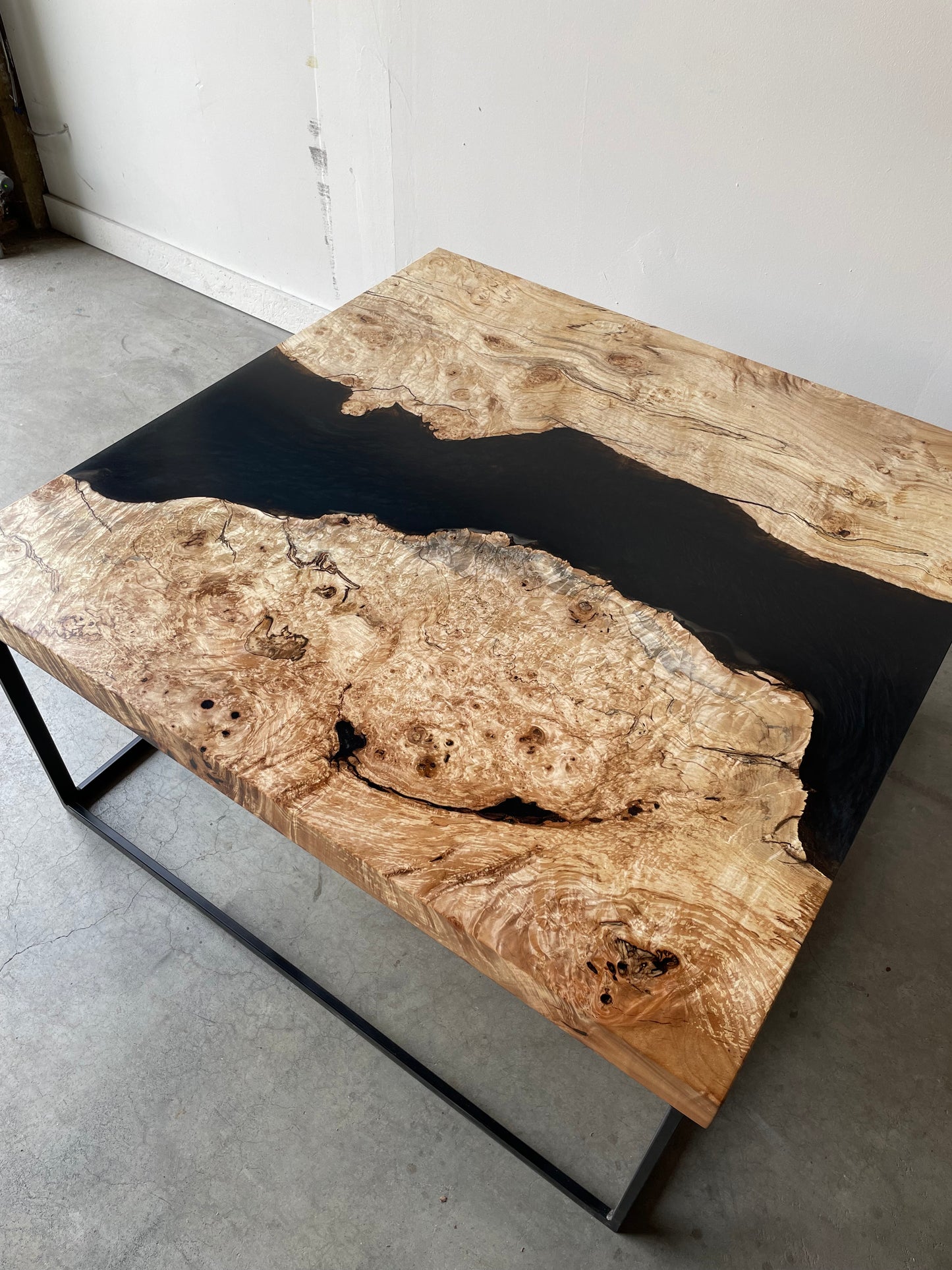 Spalted Maple Caviar Black Epoxy Resin Coffee Table