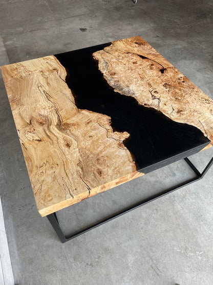 Spalted Maple Caviar Black Epoxy Resin Coffee Table