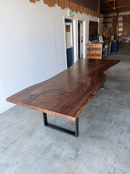 Black Walnut Slab Dining Table With Espresso Resin Fills
