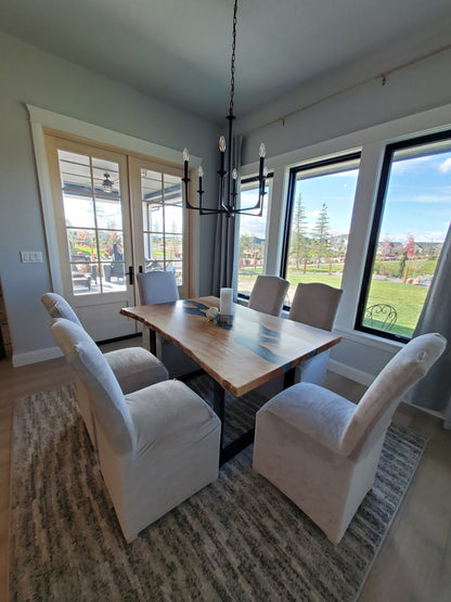 Customizable American Elm (or similar) and Epoxy River Dining Table