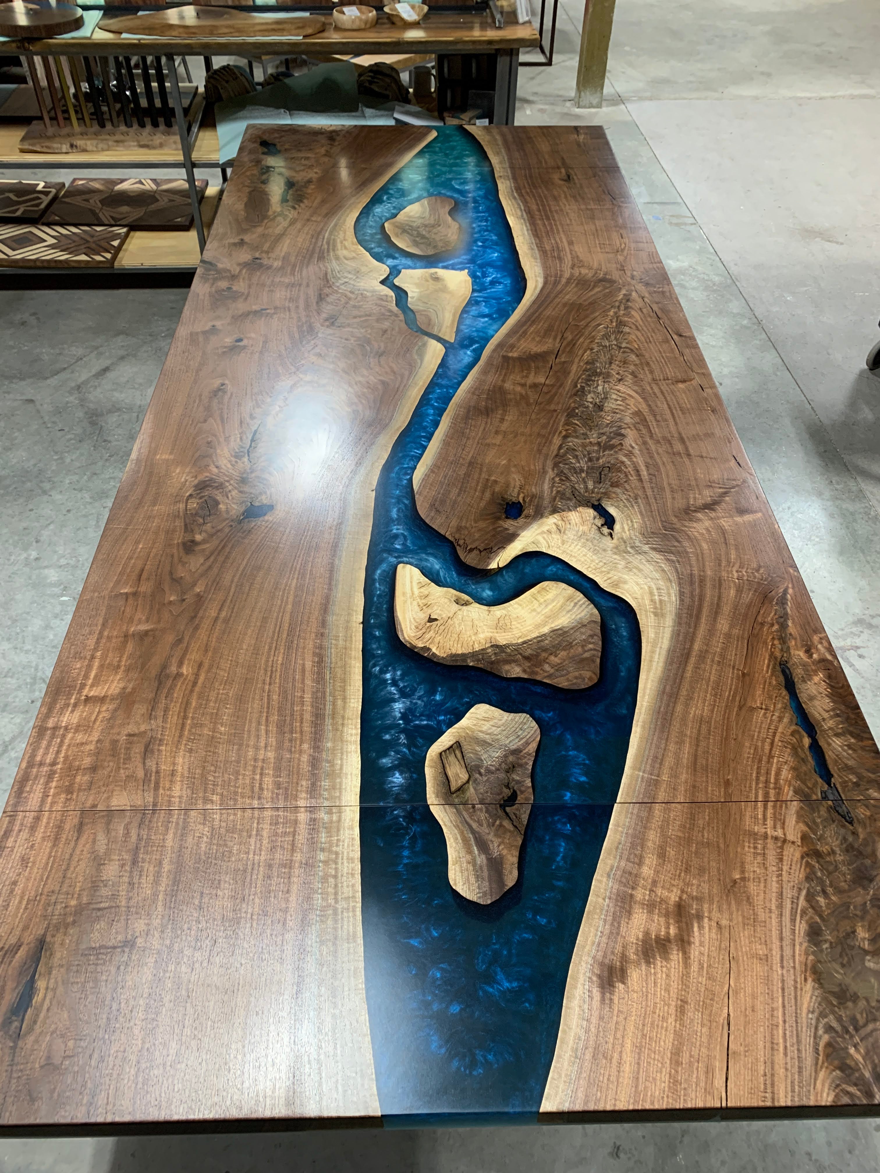 Customizable Black Walnut Epoxy River Dining Table