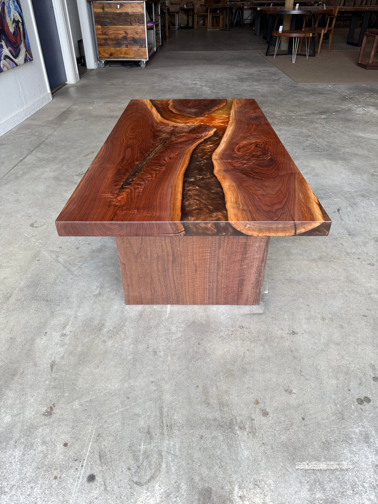 Copper Sunset Epoxy River Black Walnut Coffee Table