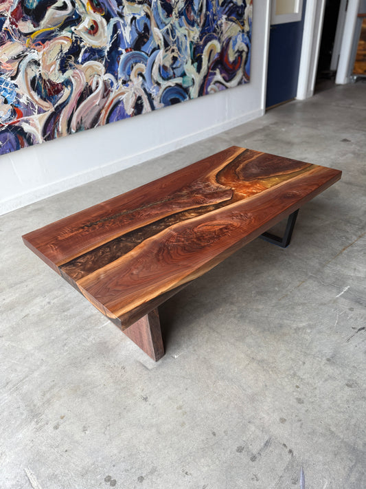Copper Sunset Epoxy River Black Walnut Coffee Table