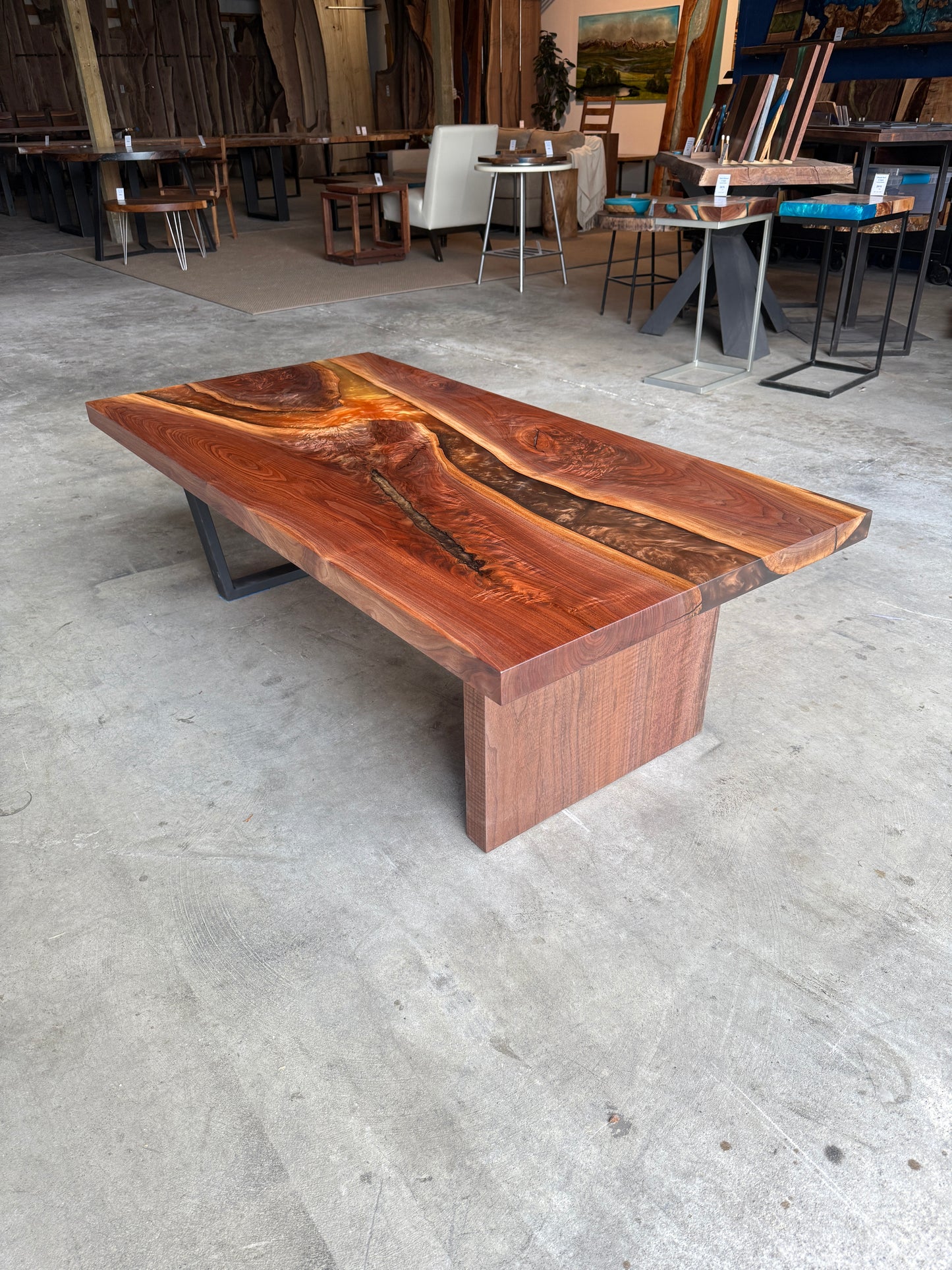 Copper Sunset Epoxy River Black Walnut Coffee Table