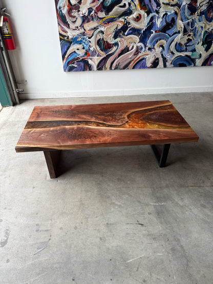 Copper Sunset Epoxy River Black Walnut Coffee Table