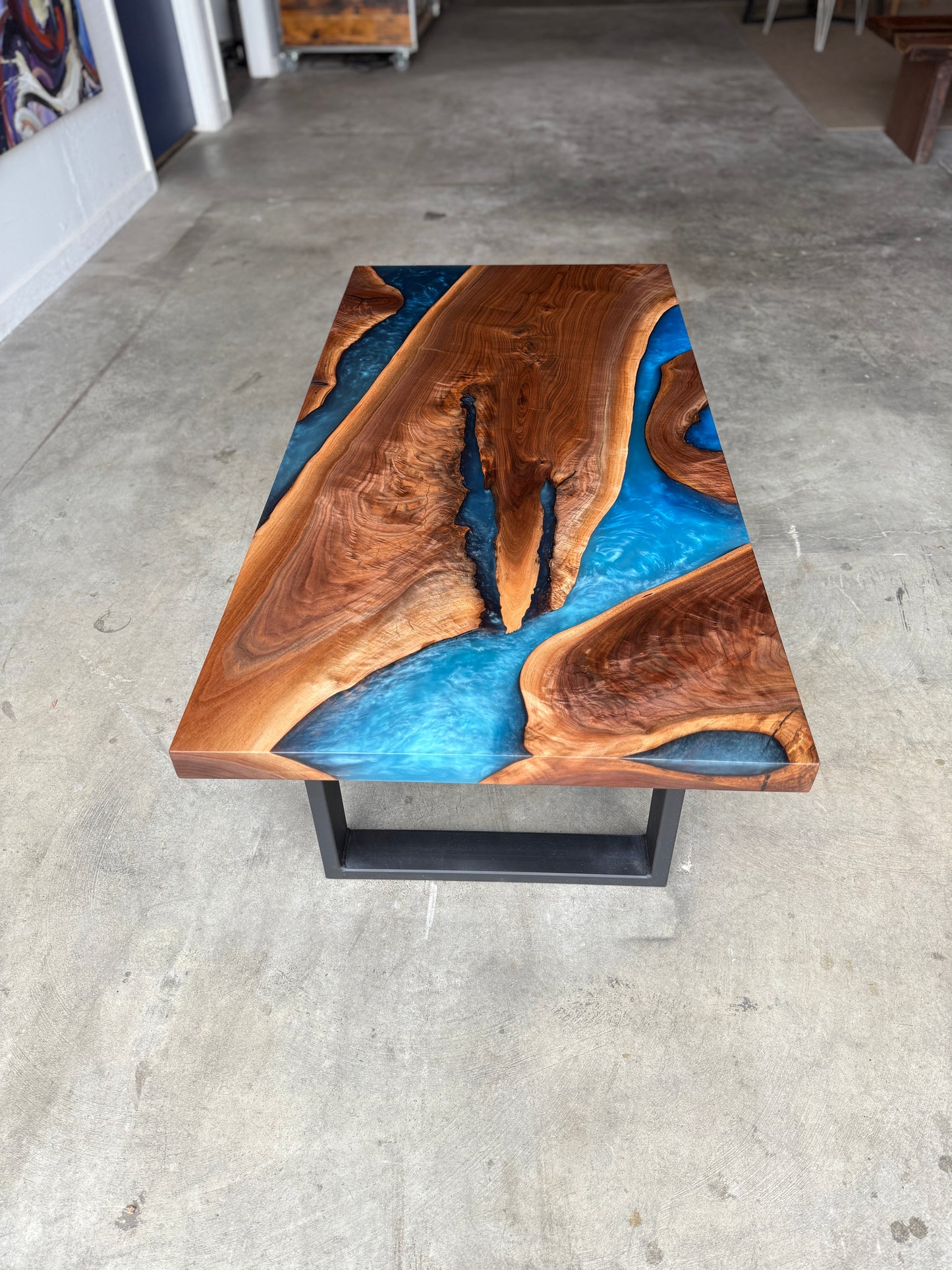 Black Walnut Multi-Blue Epoxy Resin Coffee Table