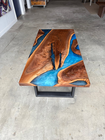 Black Walnut Multi-Blue Epoxy Resin Coffee Table
