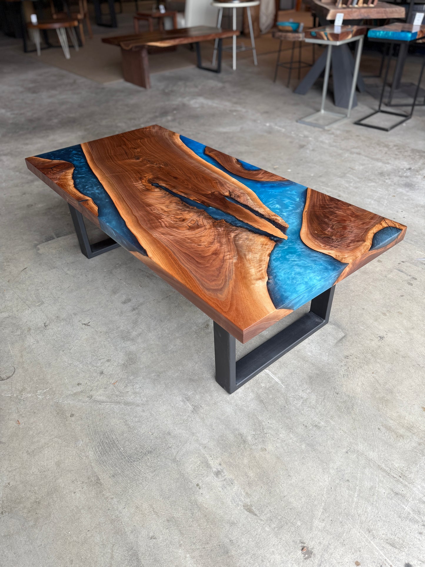 Black Walnut Multi-Blue Epoxy Resin Coffee Table