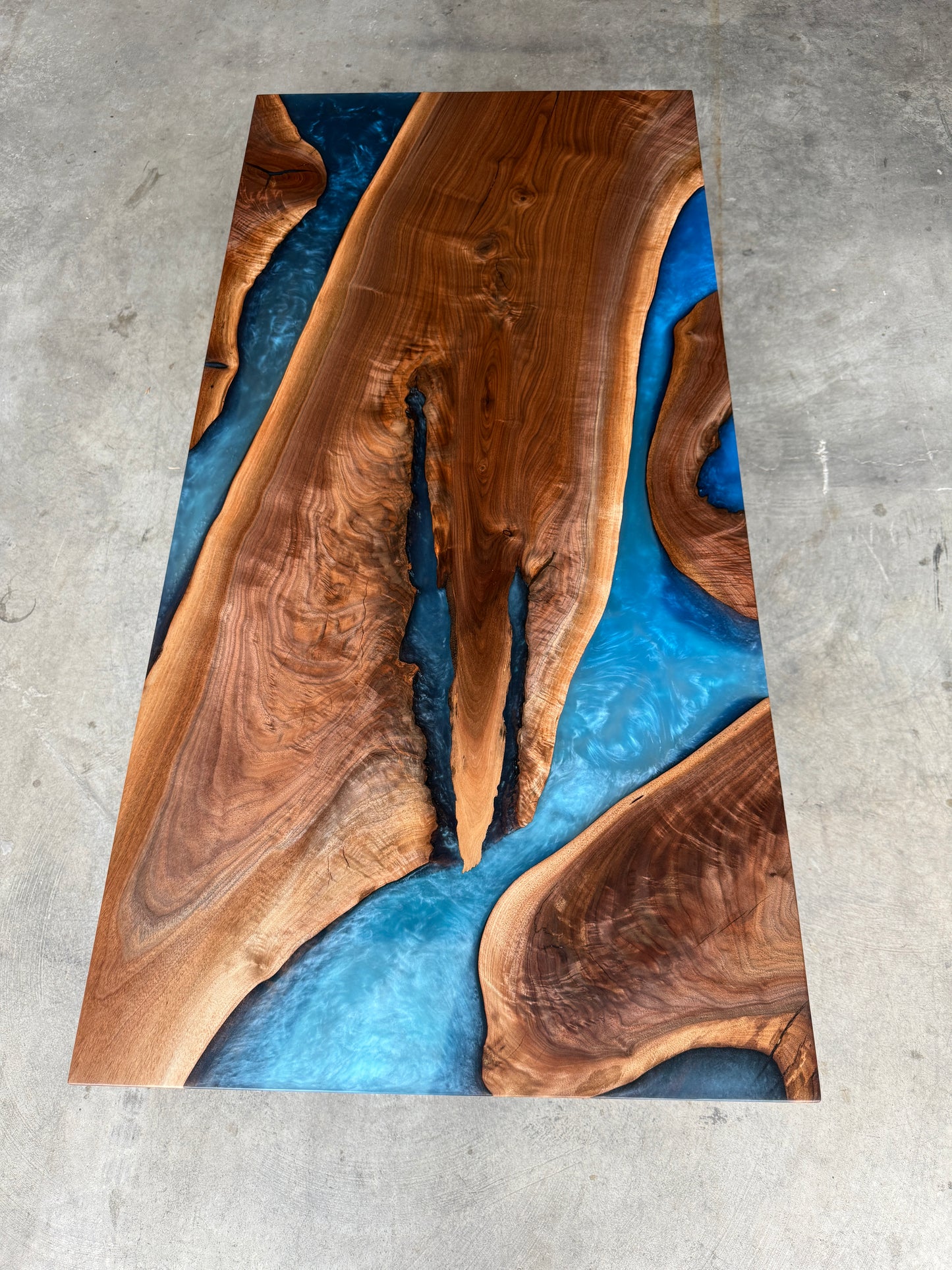 Black Walnut Multi-Blue Epoxy Resin Coffee Table