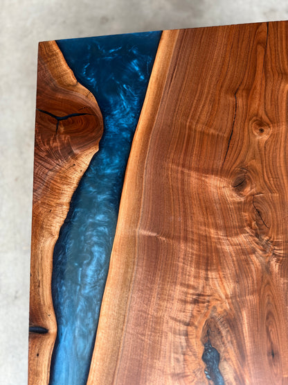 Black Walnut Multi-Blue Epoxy Resin Coffee Table