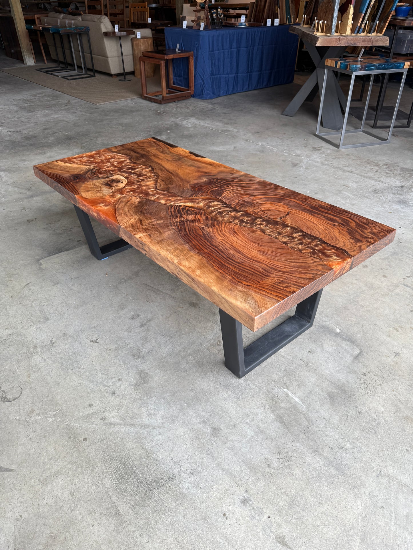 Copper Epoxy River Black Walnut Coffee Table