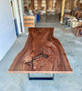 Black Walnut Slab Dining Table With Espresso Resin Fills