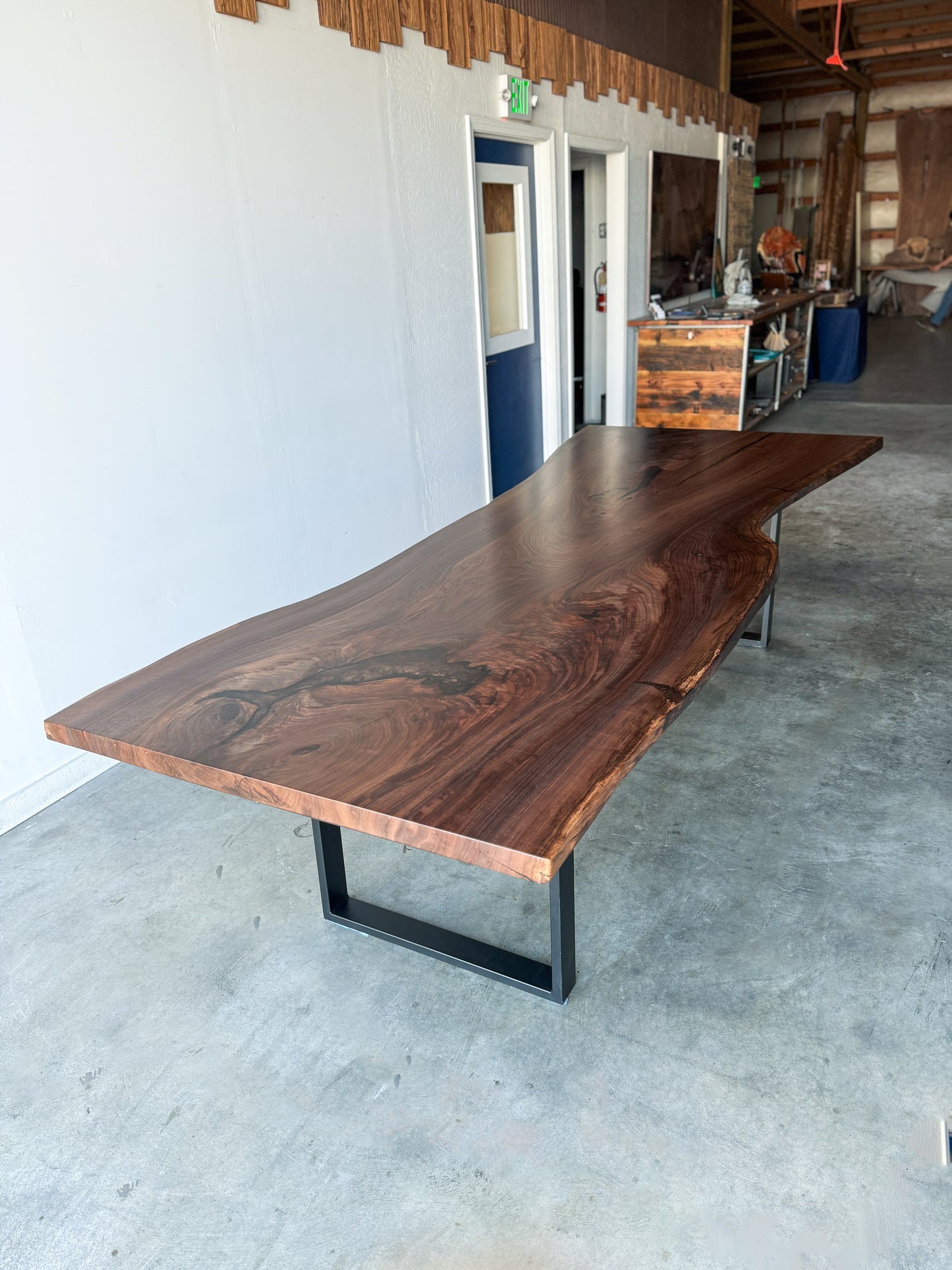 Black Walnut Slab Dining Table With Espresso Resin Fills