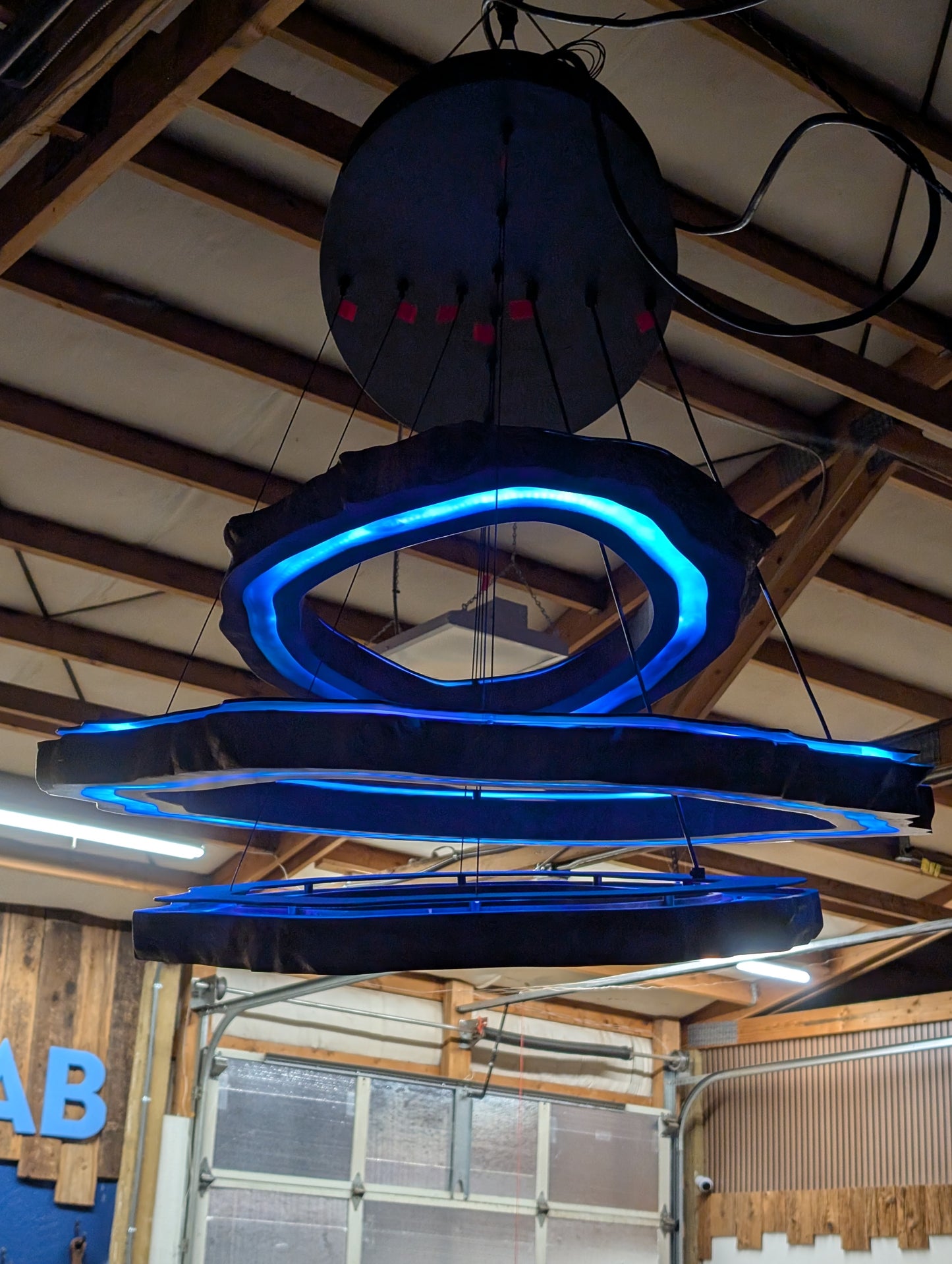 Custom Black Walnut Chandelier with LED Lighting