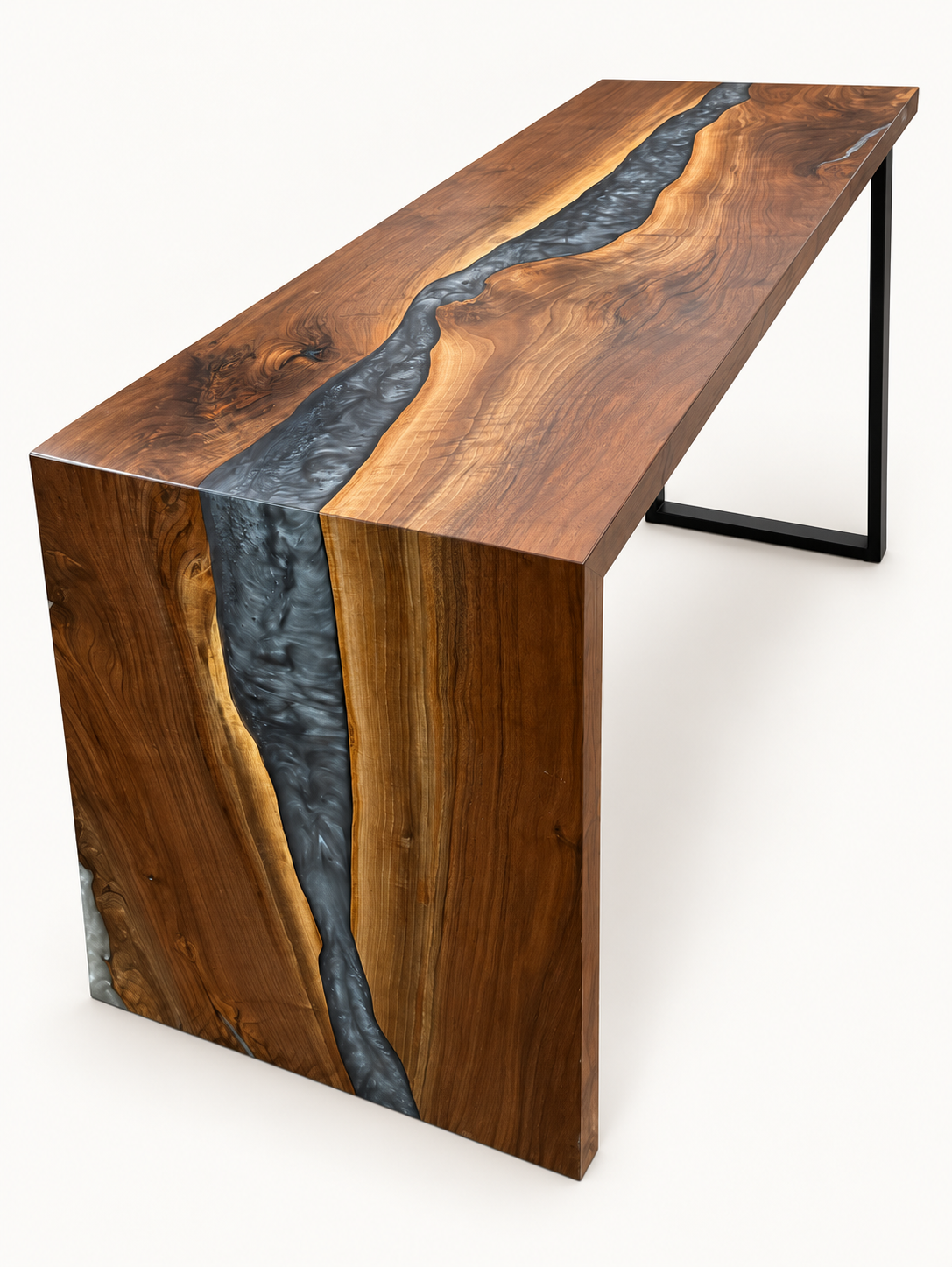 Black Walnut Waterfall Console Table on a clean white background