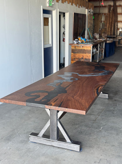 Walnut and Caviar Ombré Winding River Dining Table