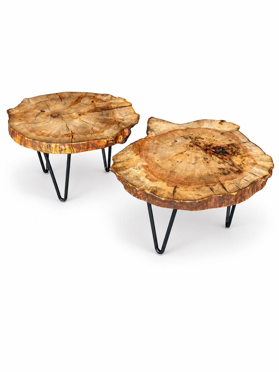 Box Elder Live Edge Cookie Side Tables on a clean white background