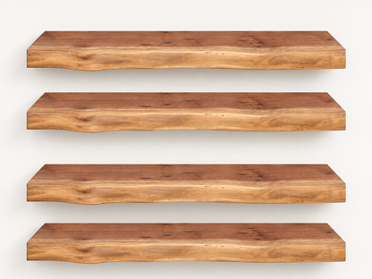 Live Edge Black Walnut Floating Shelf, Set of 4 on a clean white background