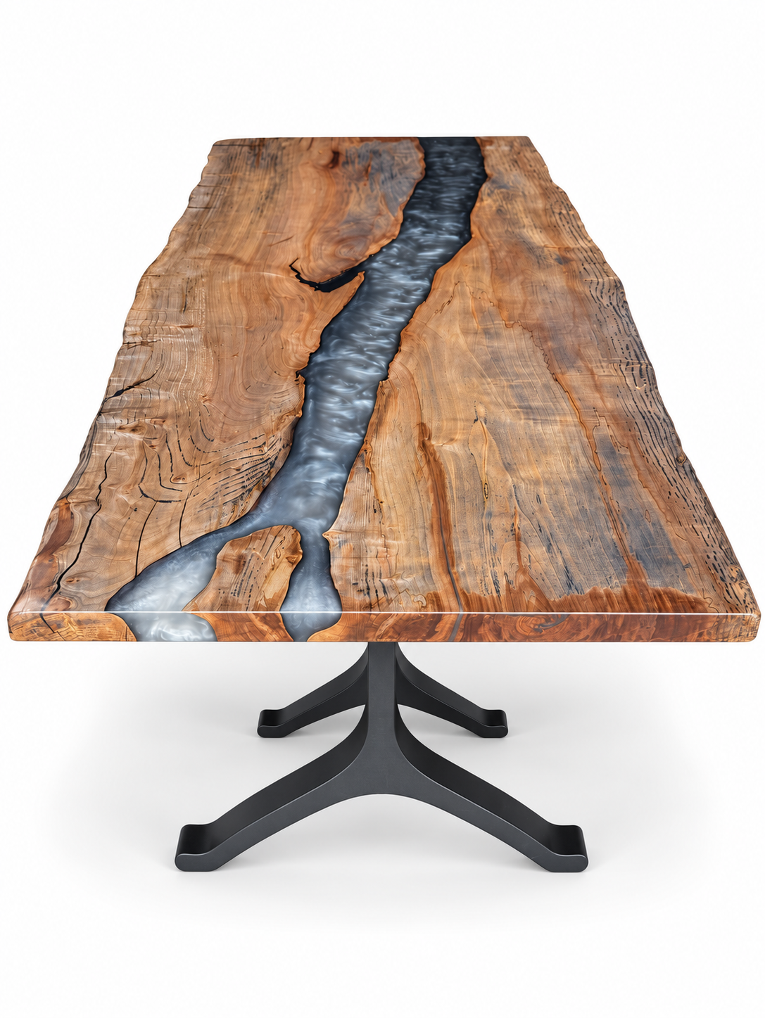 Live Edge Spalted Maple Multi-Grey Dining Table on a clean white background