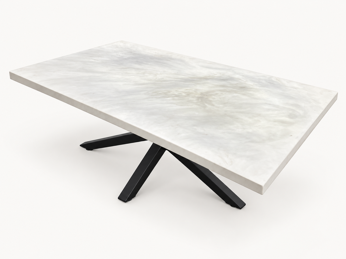 Marble Design Epoxy Encasement Table on a clean white background