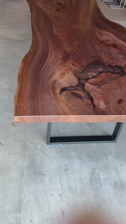 Black Walnut Slab Dining Table With Espresso Resin Fills