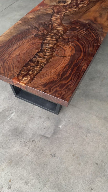 Copper Epoxy River Black Walnut Coffee Table