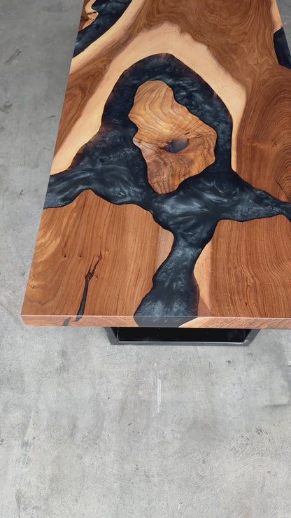 American Elm Platinum Epoxy Resin Coffee Table