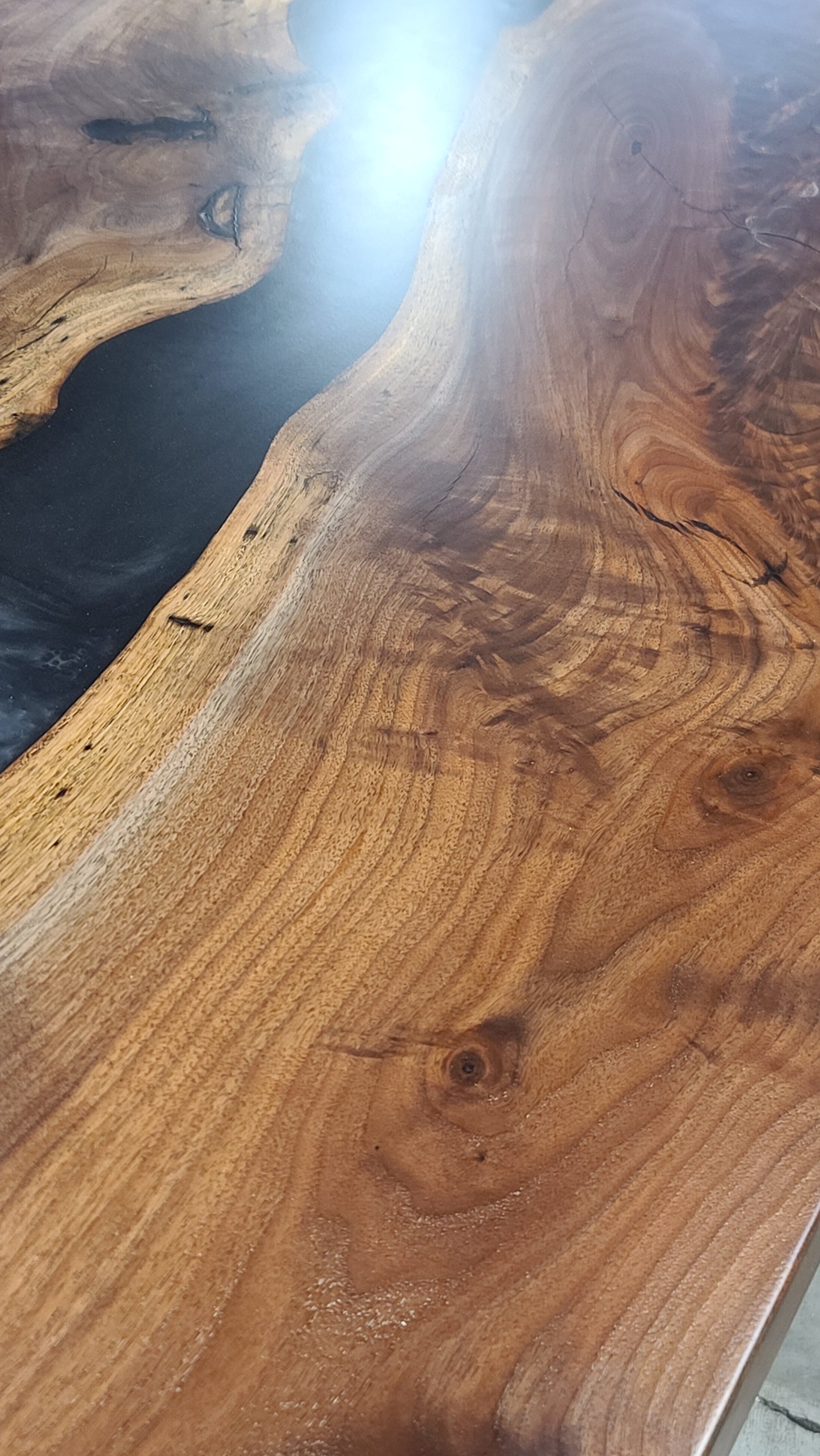 Multi-Grey Resin River Black Walnut Sit / Stand Office Desk