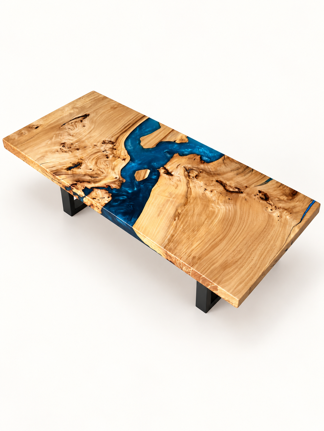 Siberian Elm Blue Resin Coffee Table on a clean white background