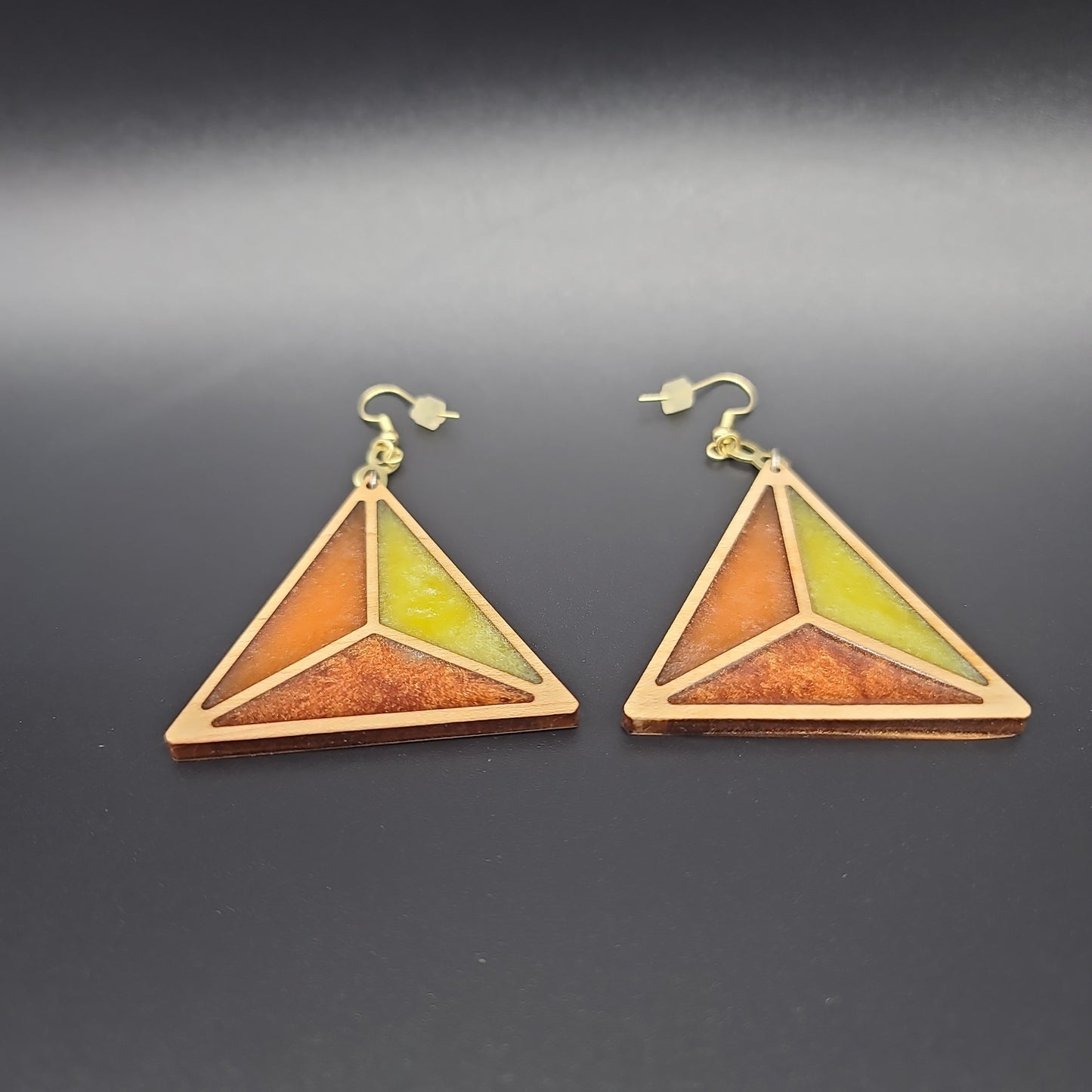 Barkin' Resin Triangle Epoxy Earrings