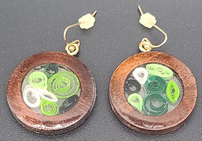 Barkin' Resin Green Spirals Epoxy Earrings