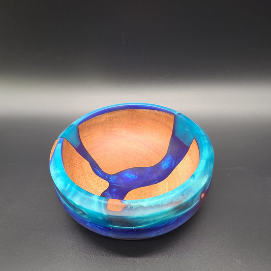 Khaya (African Mahogany) Bowl with Multi-Blue Epoxy