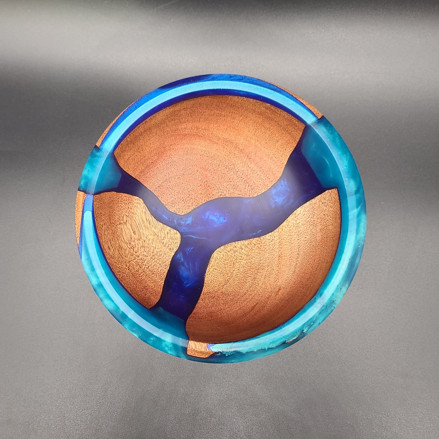Khaya (African Mahogany) Bowl with Multi-Blue Epoxy