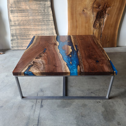 Black Walnut Coffee Table with Multi-Blue River
