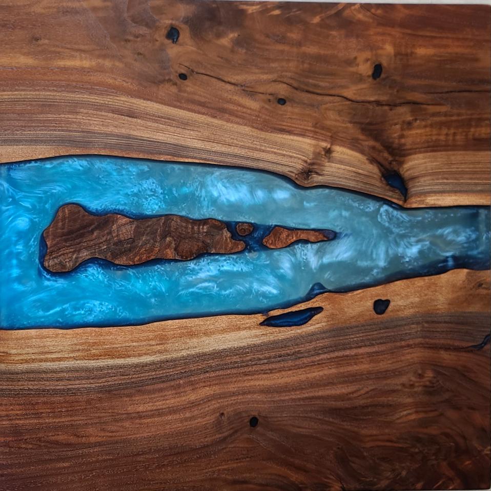 Blue epoxy table online top