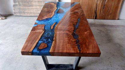 Black Walnut Coffee Table with Multi-Blue River