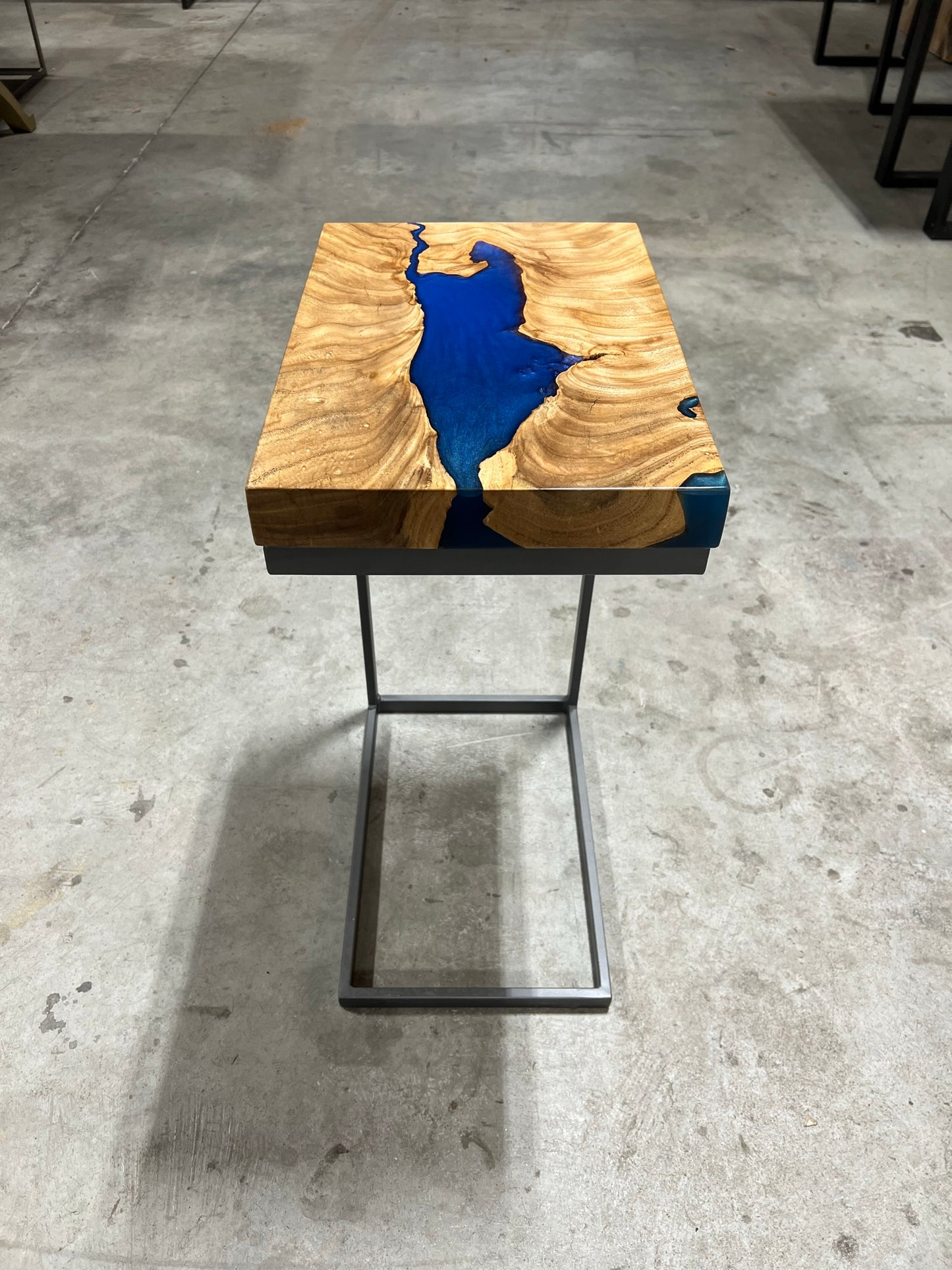 American Elm C-Table with Maui Blue Epoxy