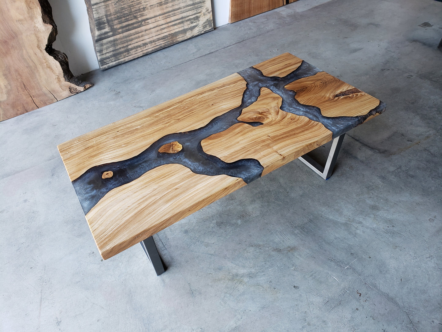 American Elm and Platinum Epoxy River Coffee Table