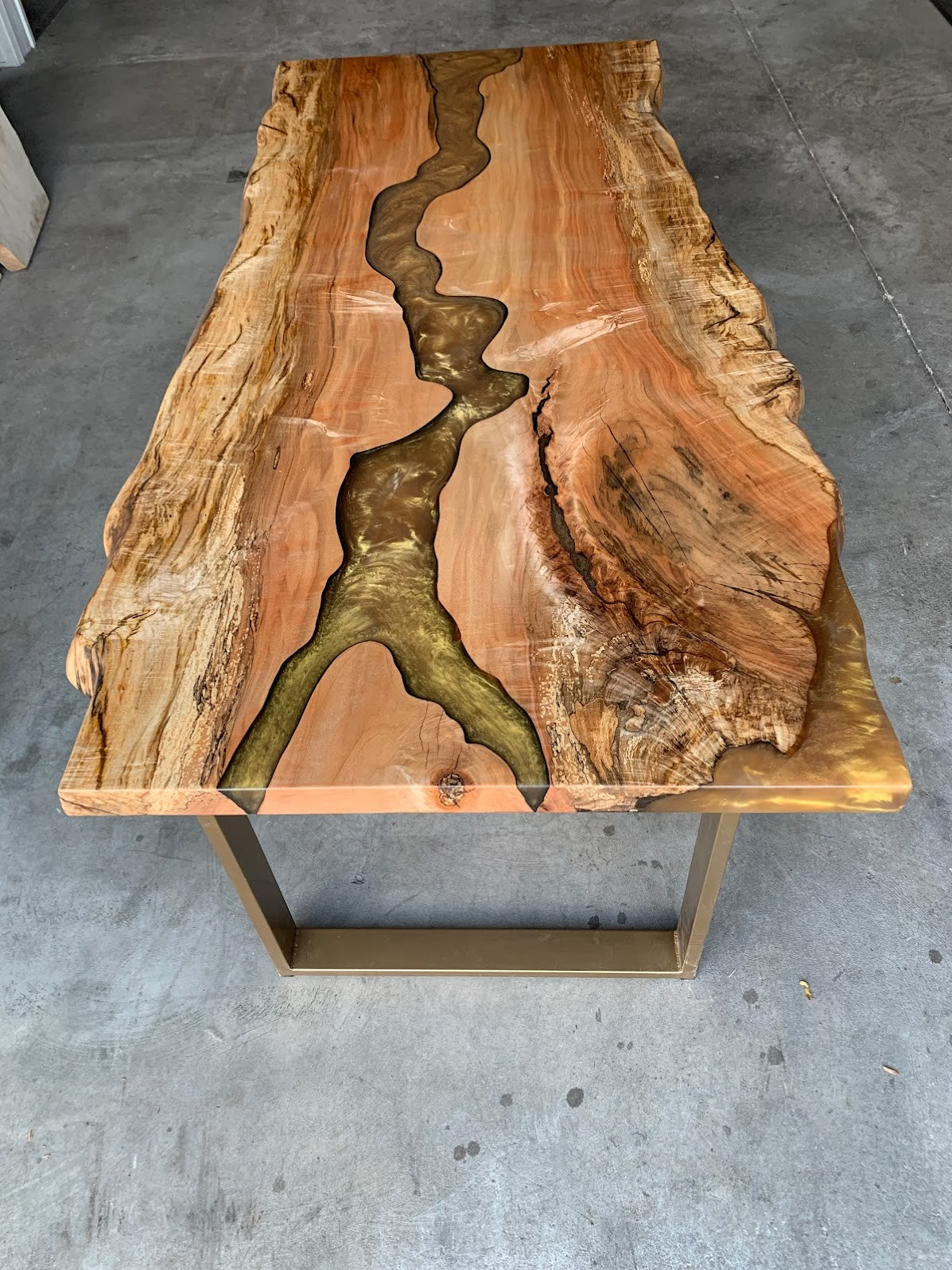 Customizable American Elm or similar and Epoxy River Dining Table