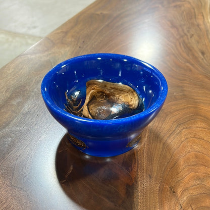 Blue Epoxy Bowl with Black Walnut and Pinecone