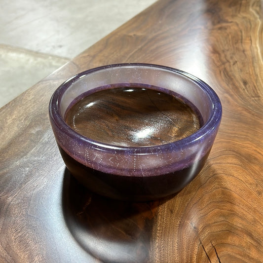6.75” Purple Epoxy Bowl with Black Walnut