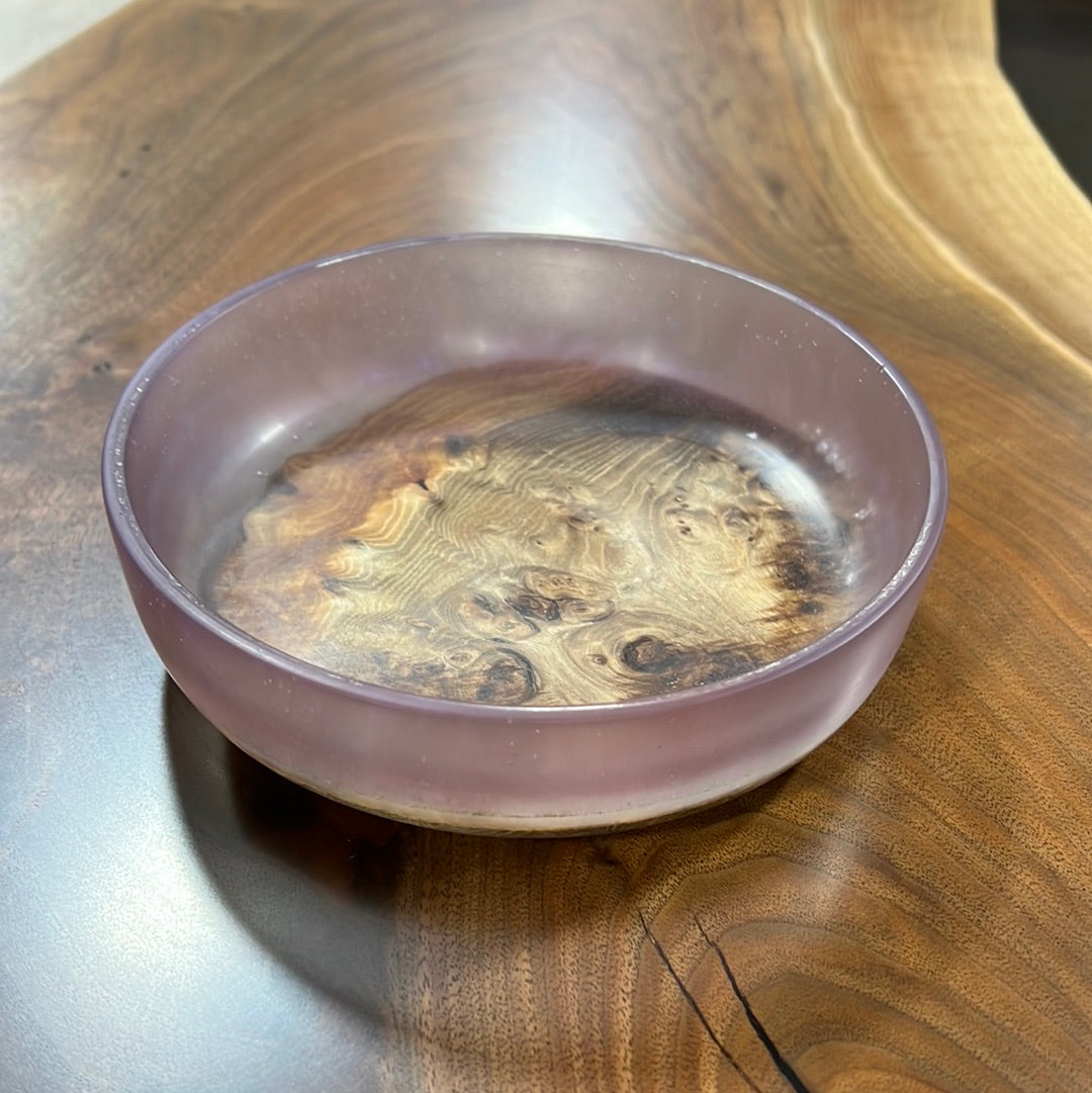 6.5” Pink Epoxy Bowl with Black Walnut